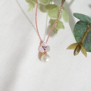 Kate Spade Disco Pansy Rose Gold mother of pearl Pendant Necklace